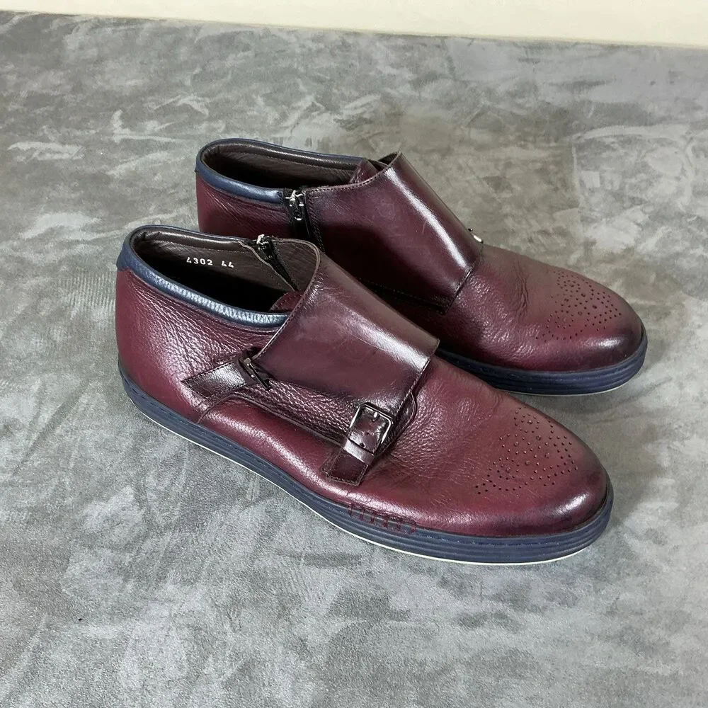 Corrente Pelle Double Monkstrap Sneaker Dress Shoes Men’s 44 11 M Medallion Toe